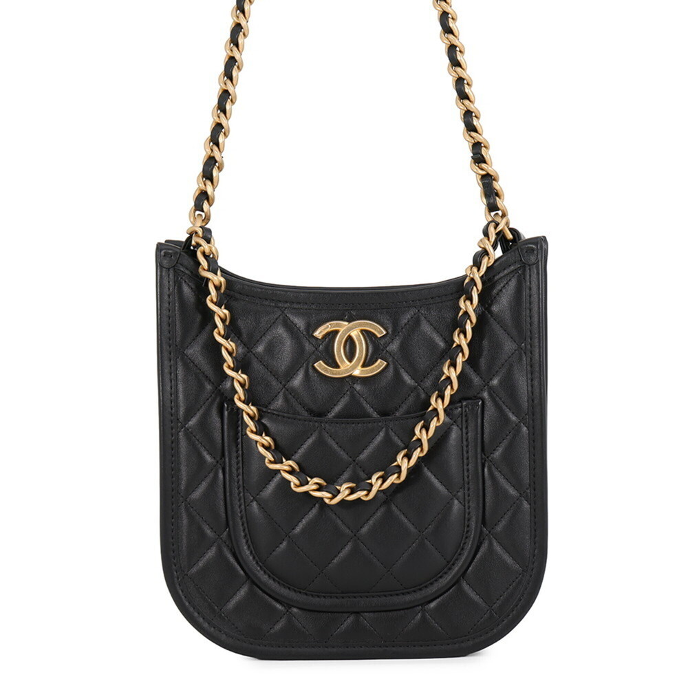 Chanel Chain Shoulder Bag, Matelassé, Coco Mark, Hobo, Lambskin, CHANEL 2-way...